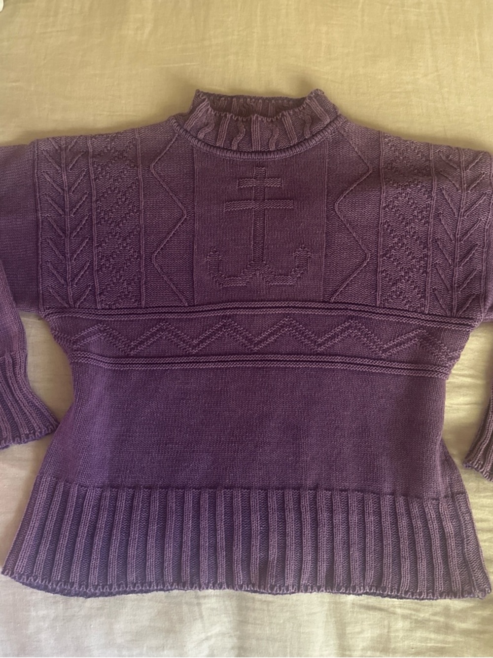 90’s/Y2K Women's Purple Knit Mock Neck Sweater :)